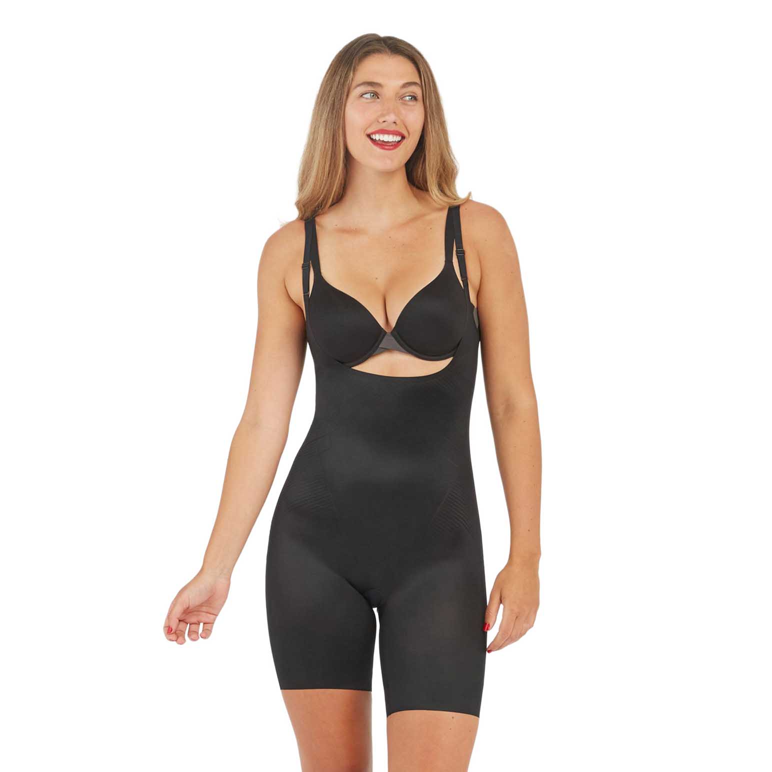 SPANX Shape Invisible Open Bust Mid Thigh Bodysuit